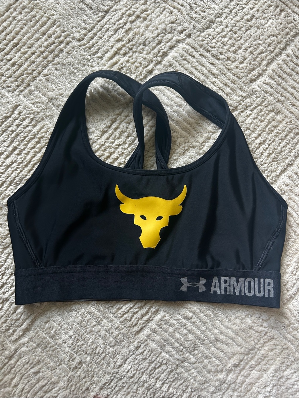 Project Rock Under Armour Women's Black & Yellow Sports Bra